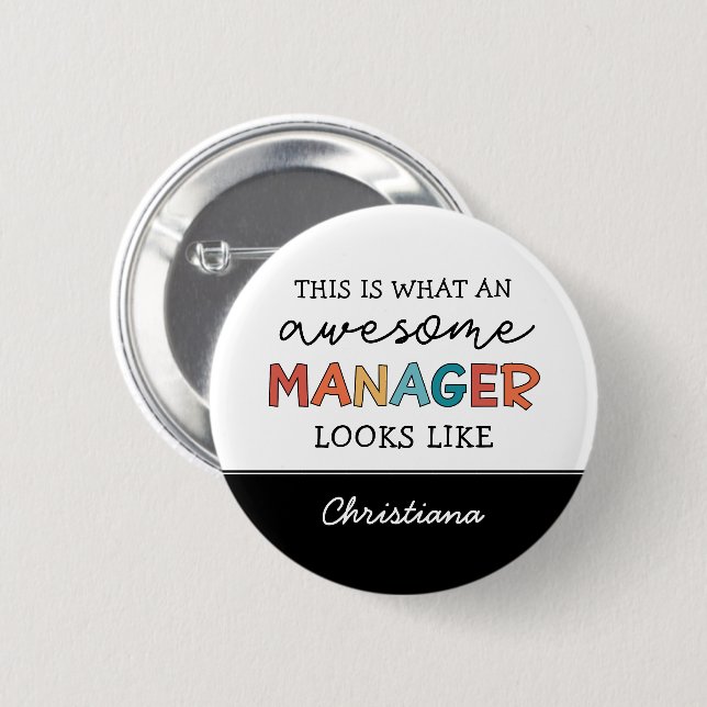 Personalized Retro Awesome Manager Funny 2 Inch Round Button (Front & Back)