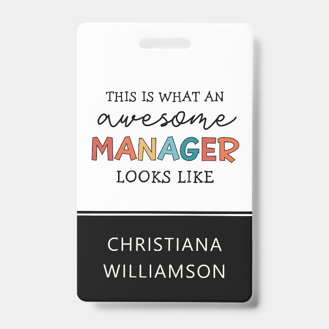 Personalized Retro Awesome Manager Funny Badge (Front)