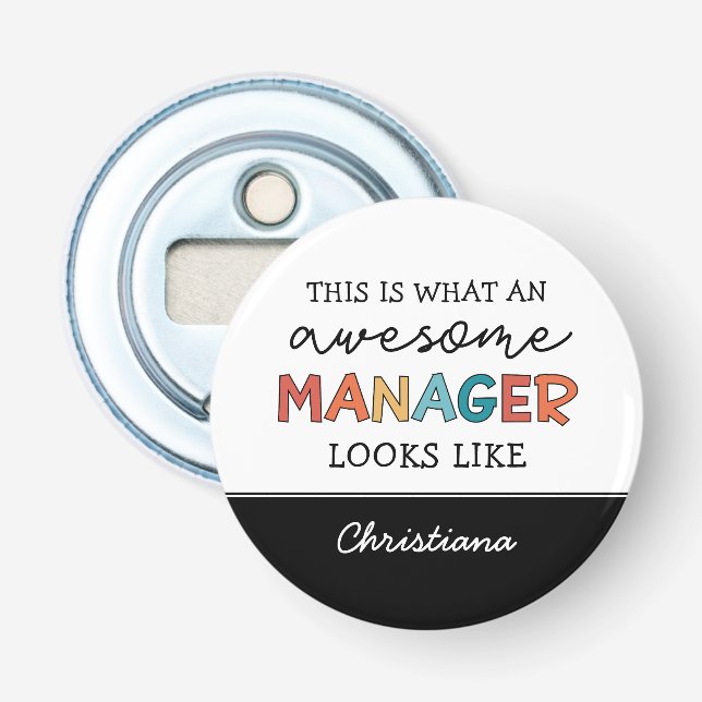 Personalized Retro Awesome Manager Funny Bottle Opener (Front)