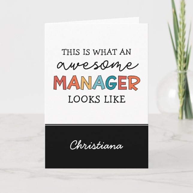 Personalized Retro Awesome Manager Funny Card (Front)