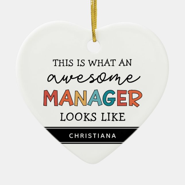 Personalized Retro Awesome Manager Funny Ceramic Ornament (Front)