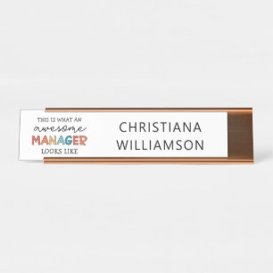 Personalized Retro Awesome Manager Funny Desk Name Plate
