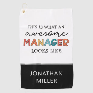 Personalized Retro Awesome Manager Funny Golf Towel