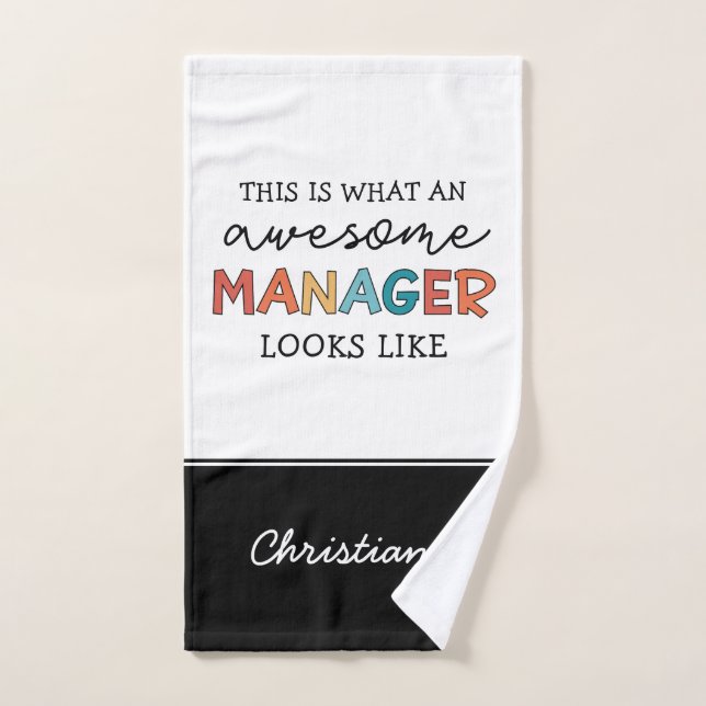 Personalized Retro Awesome Manager Funny Hand Towel (Hand Towel)