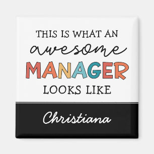Personalized Retro Awesome Manager Funny Magnet