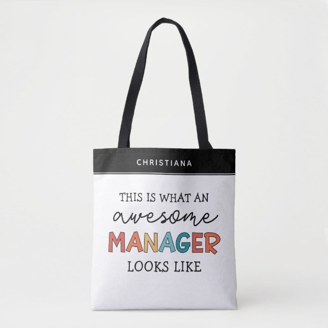Personalized Retro Awesome Manager Funny Tote Bag (Front)