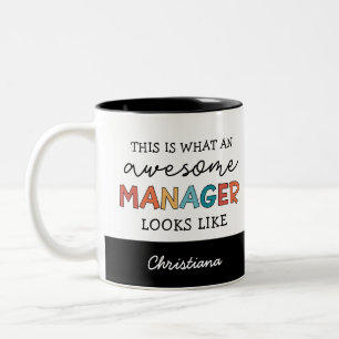 Personalized Retro Awesome Manager Funny Two-Tone Coffee Mug
