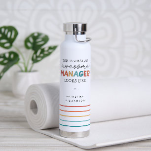 Personalized Retro Awesome Manager Funny Water Bottle