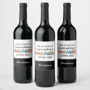 Personalized Retro Awesome Manager Funny Wine Label