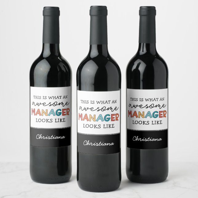 Personalized Retro Awesome Manager Funny Wine Label (Bottles)