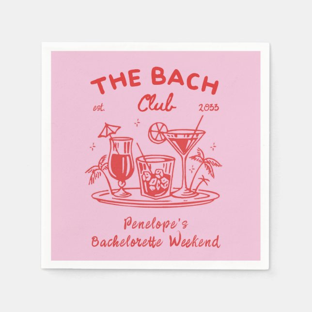 Personalized Retro Bachelorette Party Invite Napkin (Front)