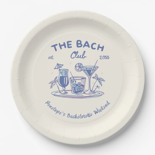 Personalized Retro Bachelorette Party Supply Plate (Front)