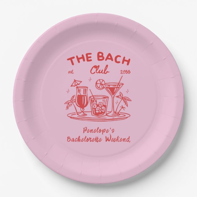 Personalized Retro Bachelorette Party Supply Plate (Front)