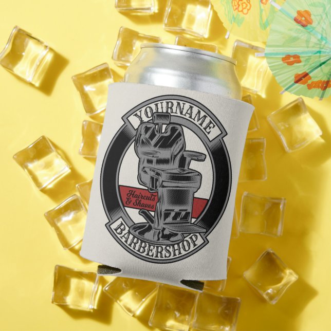 Personalized Retro BarberShop Barber Chair Salon  Can Cooler (In Situ Summer)