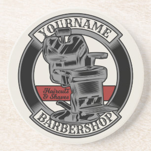 Personalized Retro BarberShop Barber Chair Salon Coaster