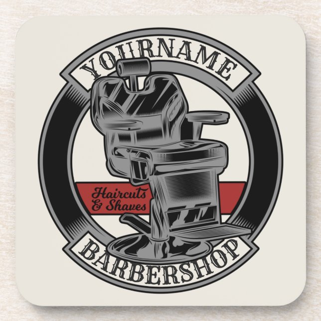 Personalized Retro BarberShop Barber Chair Salon  Coaster (Front)