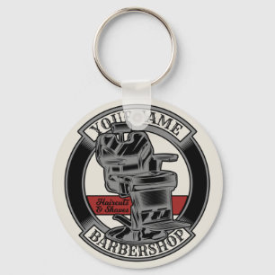 Personalized Retro BarberShop Barber Chair Salon  Keychain
