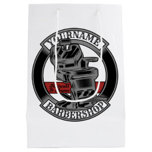 Personalized Retro BarberShop Barber Chair Salon Medium Gift Bag