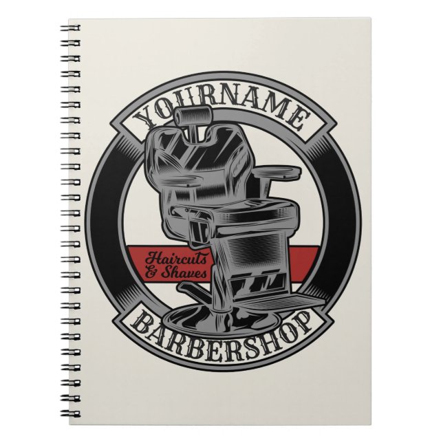 Personalized Retro BarberShop Barber Chair Salon  Notebook (Front)