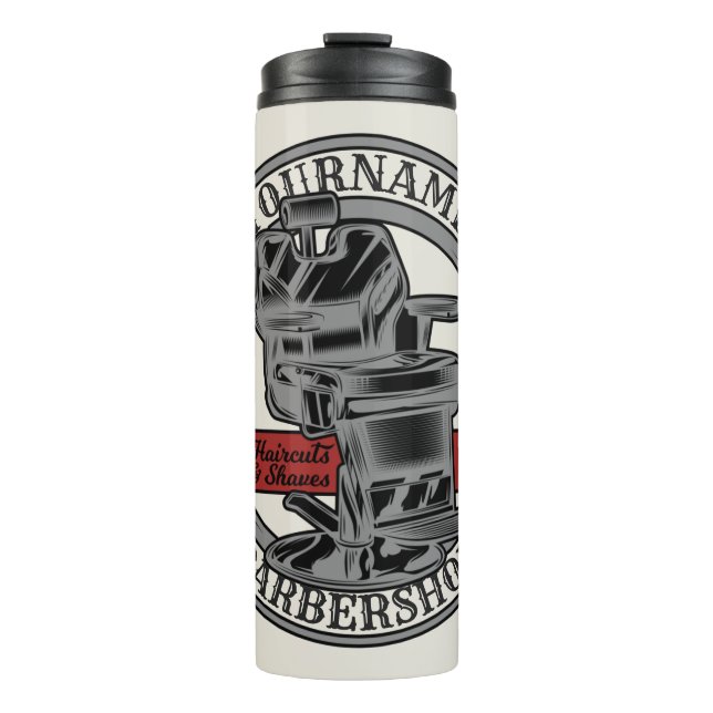 Personalized Retro BarberShop Barber Chair Salon  Thermal Tumbler (Front)