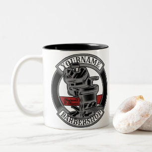 Personalized Retro BarberShop Barber Chair Salon  Two-Tone Coffee Mug