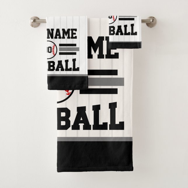 Personalized Retro Baseball Player NAME Team Bath Towel Set (Insitu)