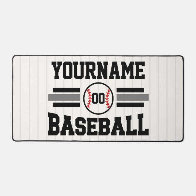 Personalized Retro Baseball Player NAME Team Desk Mat (Front)