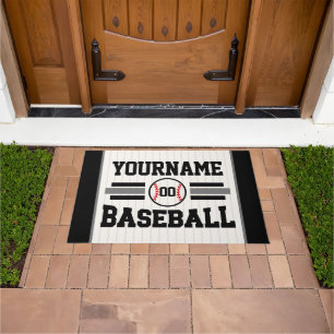 Personalized Retro Baseball Player NAME Team Doormat