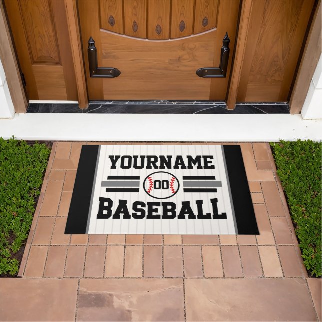 Personalized Retro Baseball Player NAME Team Doormat (Outdoor)