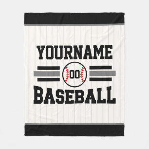 Personalized Retro Baseball Player NAME Team Fleece Blanket