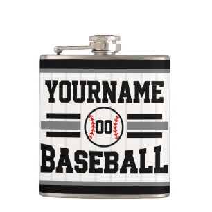Personalized Retro Baseball Player NAME Team Hip Flask