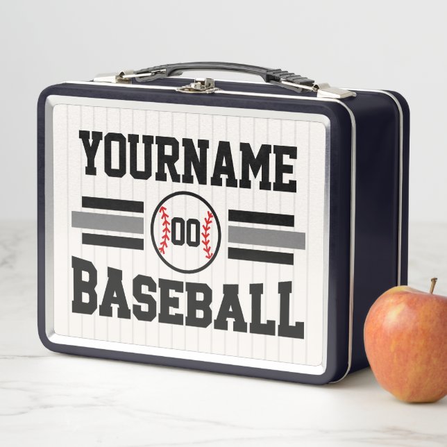 Personalized Retro Baseball Player NAME Team Metal Lunch Box (In Situ)