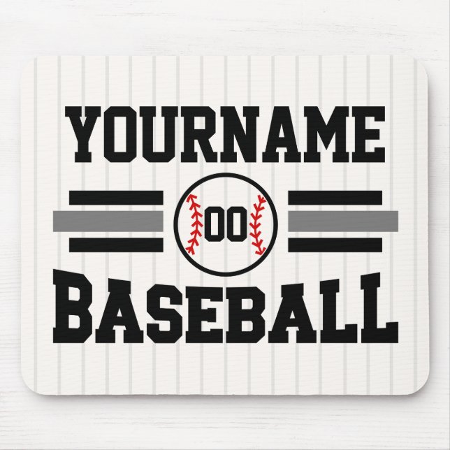 Personalized Retro Baseball Player NAME Team Mouse Pad (Front)
