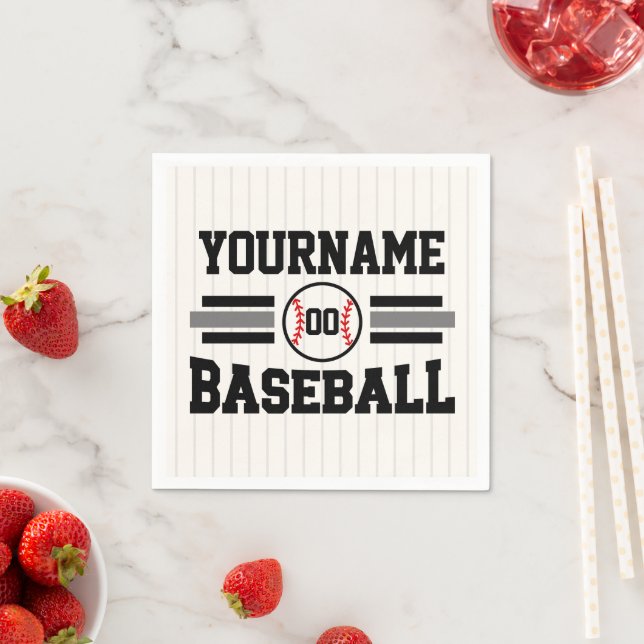 Personalized Retro Baseball Player NAME Team Napkin (Insitu)