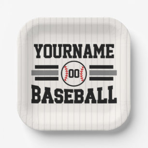Personalized Retro Baseball Player NAME Team Paper Plate