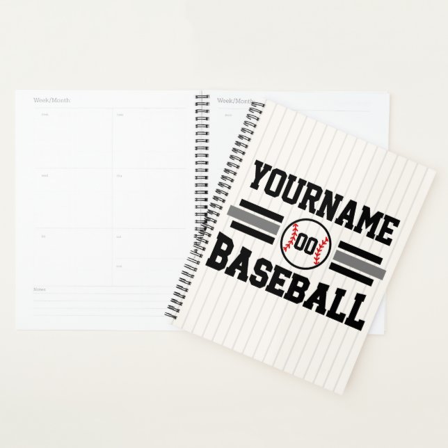 Personalized Retro Baseball Player NAME Team Planner (Display)