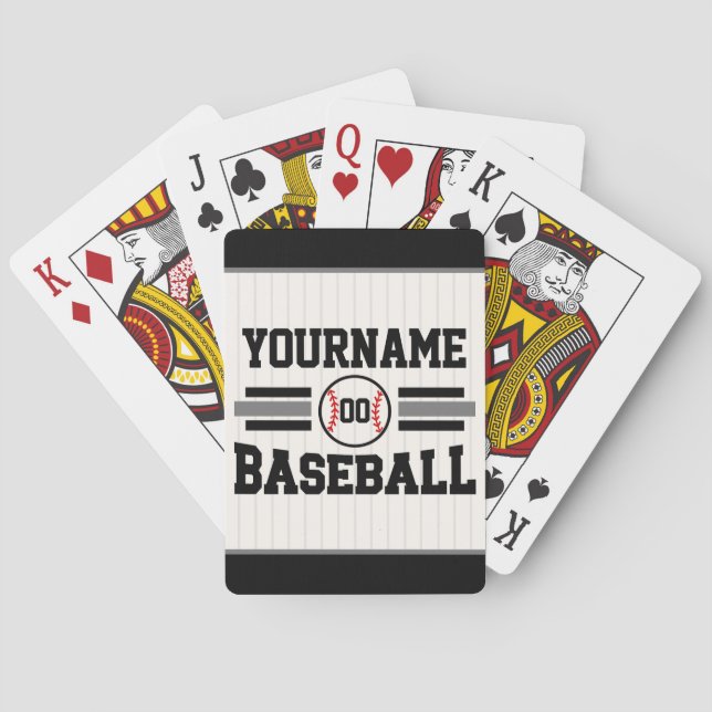 Personalized Retro Baseball Player NAME Team Playing Cards (Back)