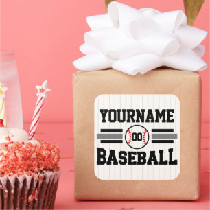 Personalized Retro Baseball Player NAME Team Square Sticker
