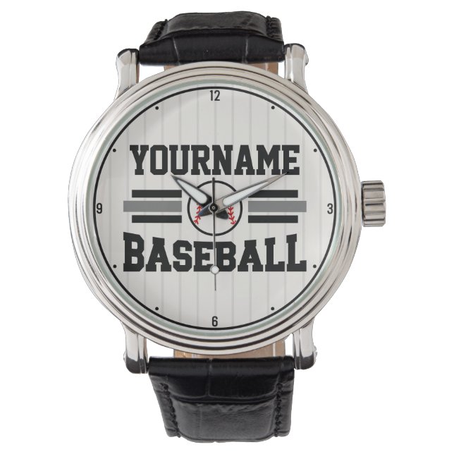 Personalized Retro Baseball Player NAME Team Watch (Front)