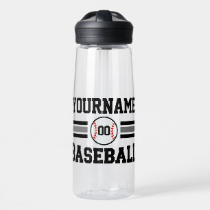 Personalized Retro Baseball Player NAME Team Water Bottle