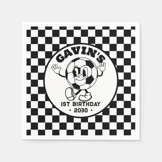 Personalized Retro Basketball Birthday Party Cute Napkin (Front)