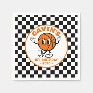 Personalized Retro Basketball Birthday Party Cute Napkin