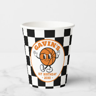 Personalized Retro Basketball Birthday Party Cute Paper Cups