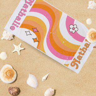 Personalized Retro Beach Towel with Name - Custom