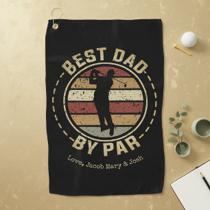 Personalized Retro Best Dad by Par Golf Towel