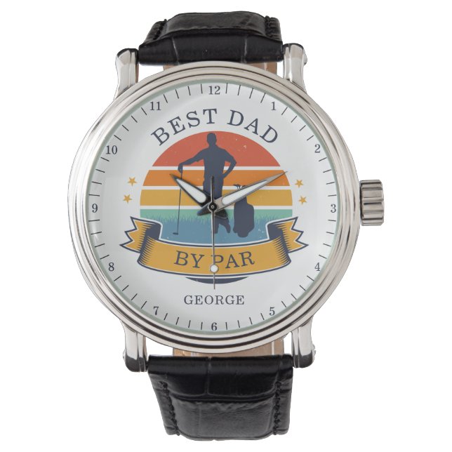 Personalized Retro Best Golf Dad By Par Birthday Watch (Front)
