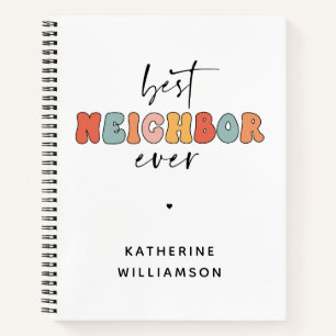Personalized Retro Best Neighbour Ever Cute Notebook