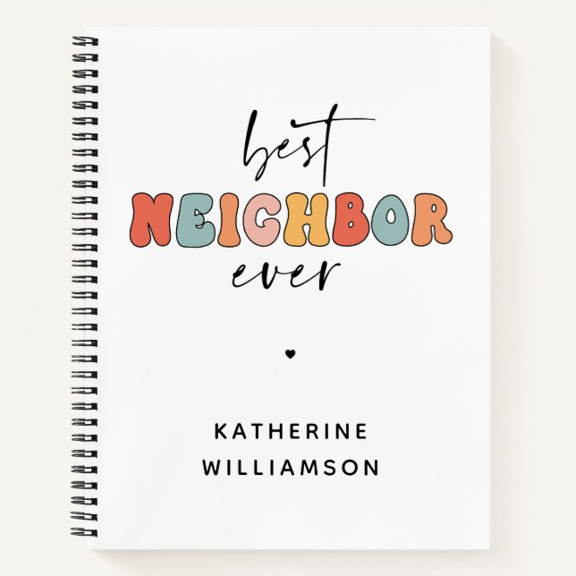 Personalized Retro Best Neighbour Ever Cute Notebook (Front)