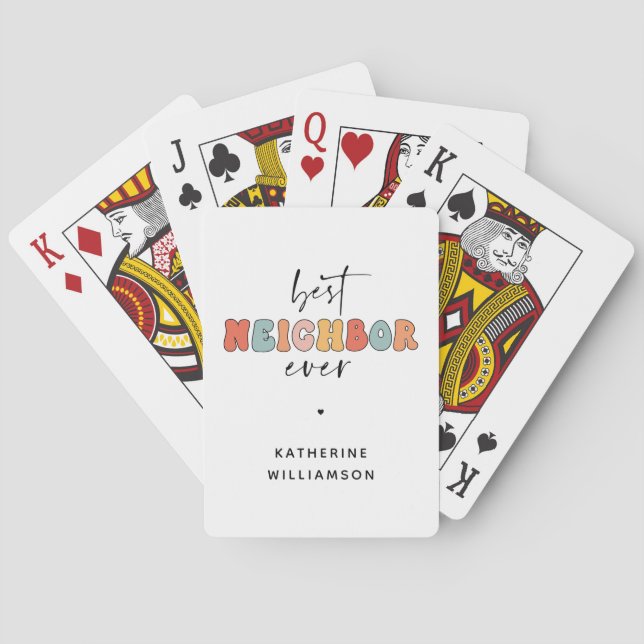 Personalized Retro Best Neighbour Ever Cute Playing Cards (Back)