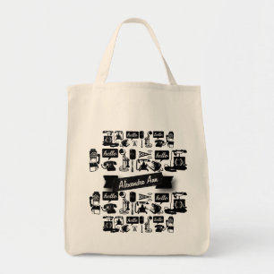 Personalized Retro Black Telephone Pattern Tote Bag
